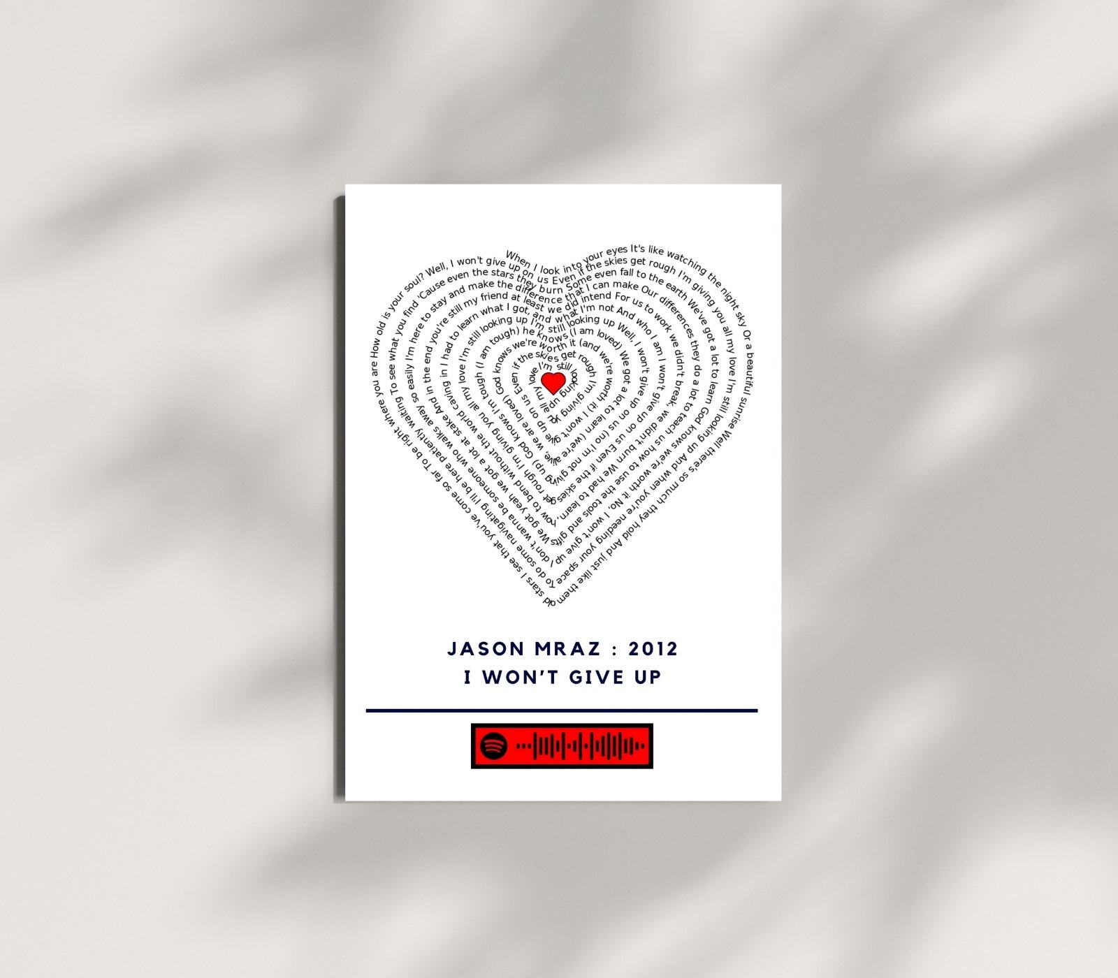 Portrait Framed Art Print Jason Mraz - I Won't Give Up