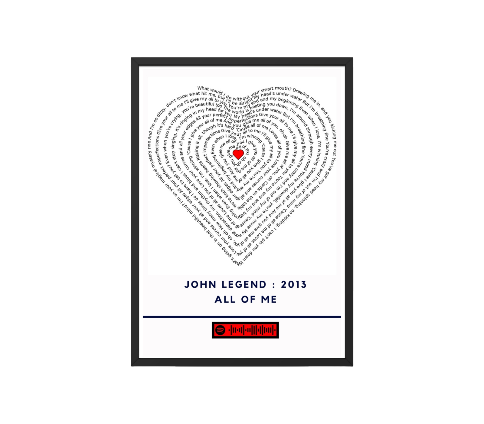 Portrait Framed Art Print John Legend - All of Me